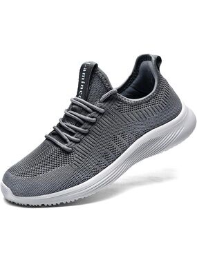 Women's Grey Slip‑On Walking Sneakers Workout Lightweight Running Shoes